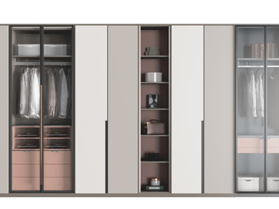 新中式带玻璃柜门的衣柜3d模型 新中式带玻璃柜门的衣柜