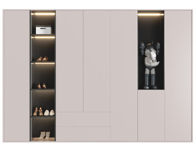 现代装饰灯带的玄关收纳鞋柜