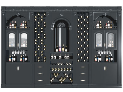 欧式黑色实木酒柜