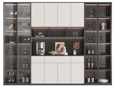 现代中间镂空的酒柜