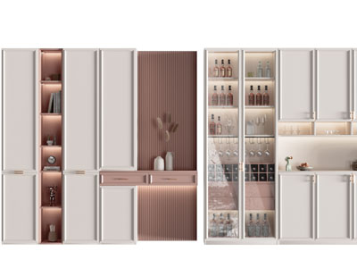 新中式玻璃柜门的收纳装饰柜