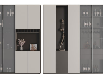 现代装饰玻璃柜门的酒柜