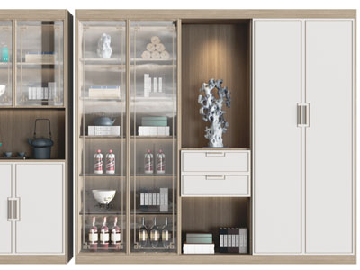 新中式玻璃柜门的装饰酒柜