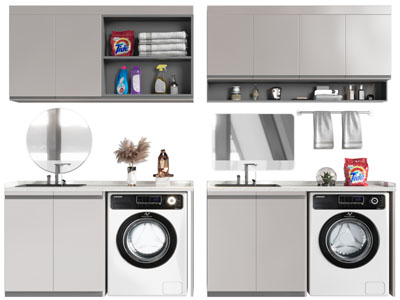 现代嵌入洗衣机的置物收纳柜