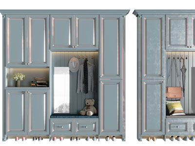 地中海实木宣贯装饰鞋柜