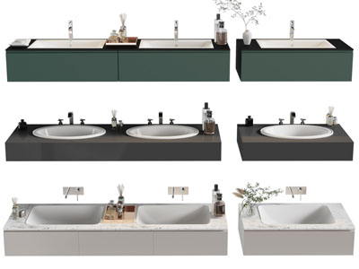 现代双盆洗手盆