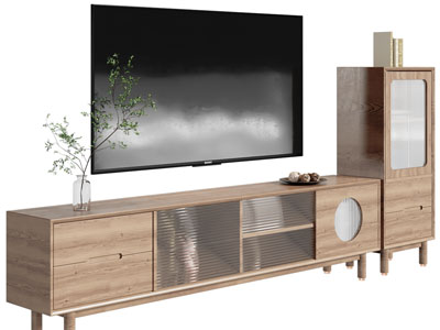 北欧实木电视柜、电视机、边柜