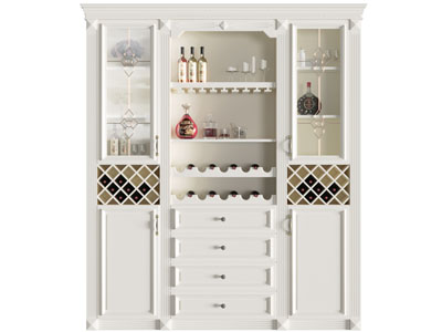 简欧白色酒柜