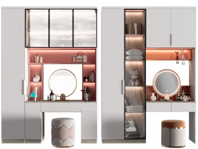 现代轻奢带收纳柜的化妆、梳妆台