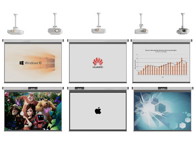 现代投影仪和可伸缩的幕布3d模型 现代投影仪和可伸缩的幕布