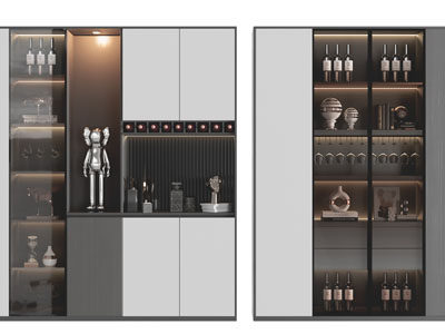 现代玻璃柜门酒柜