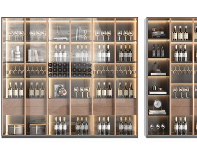 现代玻璃柜门的酒柜