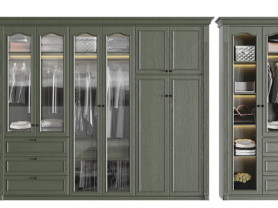 美式装饰玻璃柜门的衣柜3d模型 美式装饰玻璃柜门的衣柜