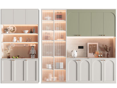 现代带玻璃柜门的酒柜