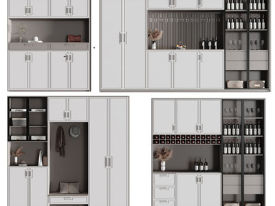 新中式中间镂空酒柜