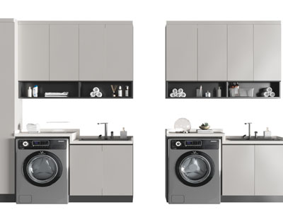 现代阳台洗衣机收纳储物柜