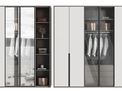 新中式玻璃柜门衣柜3d模型 新中式玻璃柜门衣柜