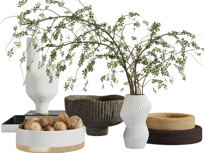 现代花瓶、陶艺摆件组合
