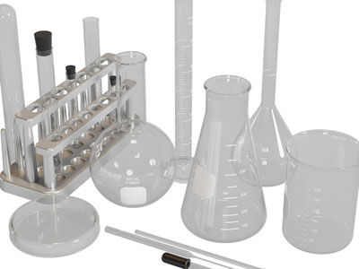 现代实验室试管、烧瓶、培养皿和量杯3d模型 现代实验室试管、烧瓶、培养皿和量杯