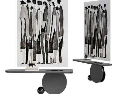 现代端景台、挂画3d模型 现代端景台、挂画