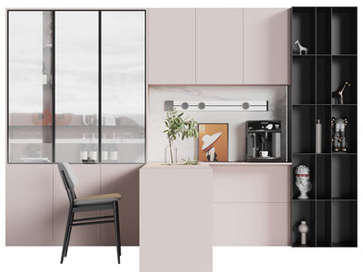 现代带吧台的酒柜