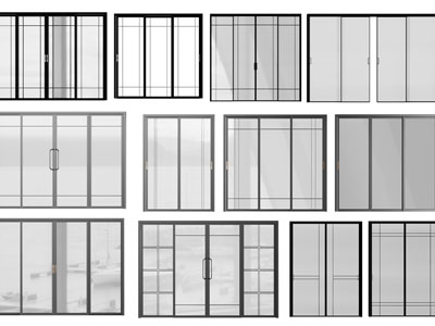 现代黑色边框的推拉门