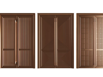 现代轻奢金色双扇平开大门