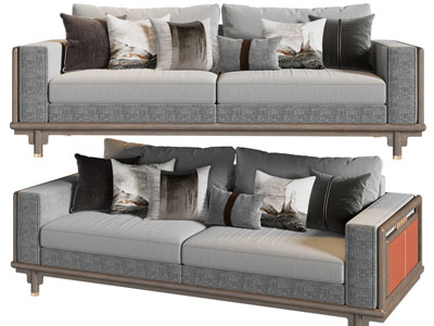 新中式双人沙发3d模型 新中式双人沙发