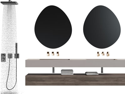 现代淋浴花洒、洗手台