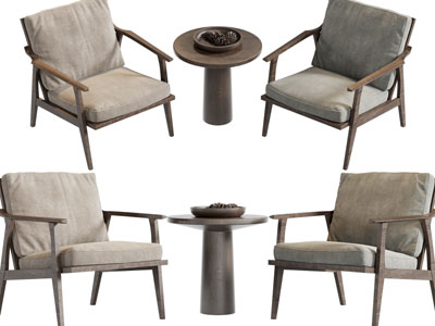 北欧休闲椅子、边几