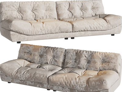 现代布艺无扶手双人沙发3d模型 现代布艺无扶手双人沙发