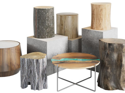 现代木桩边几、角几