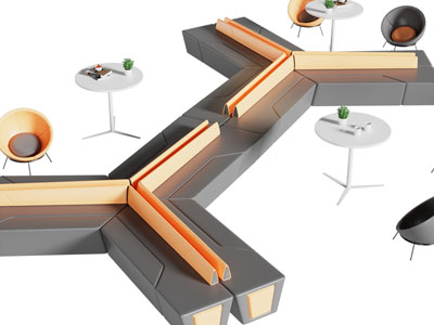 现代创意卡座、公共椅子