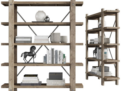 现代实木框架的置物装饰架