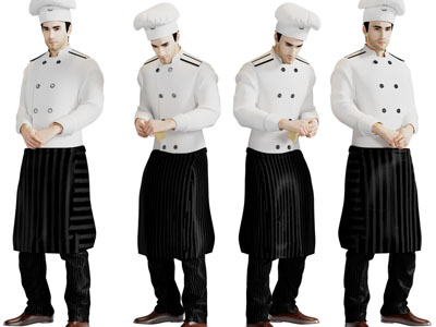 低头思考的厨师