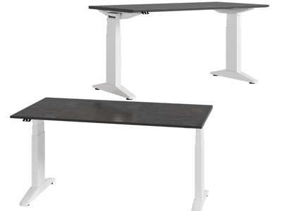 现代长方形带滑轮可升降书桌