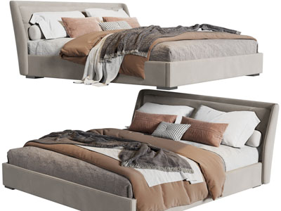 现代布艺双人床