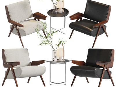 现代休闲椅子、边几