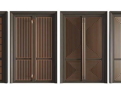 新中式凹凸纹理的双扇平开门