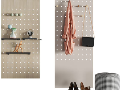 北欧实木洞洞眼墙面收纳架