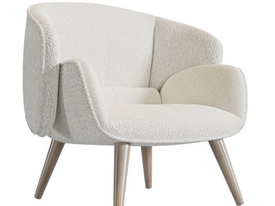 现代白色单人沙发3d模型 现代白色单人沙发