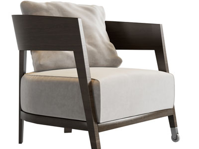 现代带滑轮的单人沙发3d模型 现代带滑轮的单人沙发