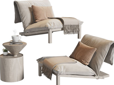 侘寂风休闲椅子、边几