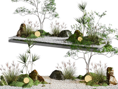 现代花草石子景观园艺小品
