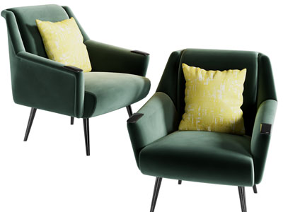 现代布艺绿色单人沙发3d模型 现代布艺绿色单人沙发