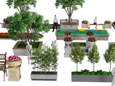 现代户外花坛公共椅子