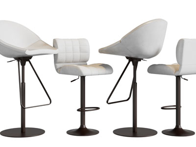 现代白色可升降吧椅