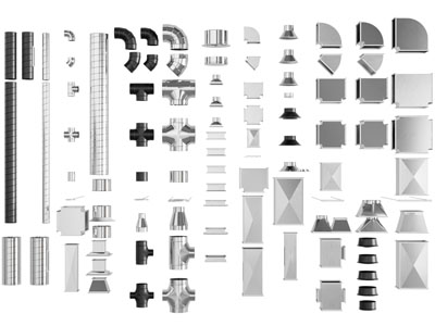 现代不同规格的管道3d模型 现代不同规格的管道