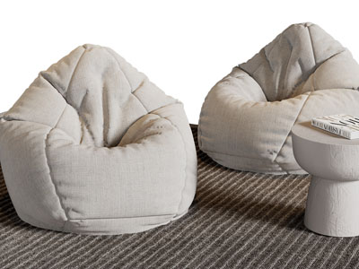 现代布艺懒人沙发、边几