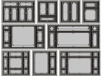 新中式雕花平开窗户